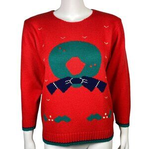 Vintage Mr. Mort Petite Holiday Wreath Sweater Womens Size MP Long Sleeve